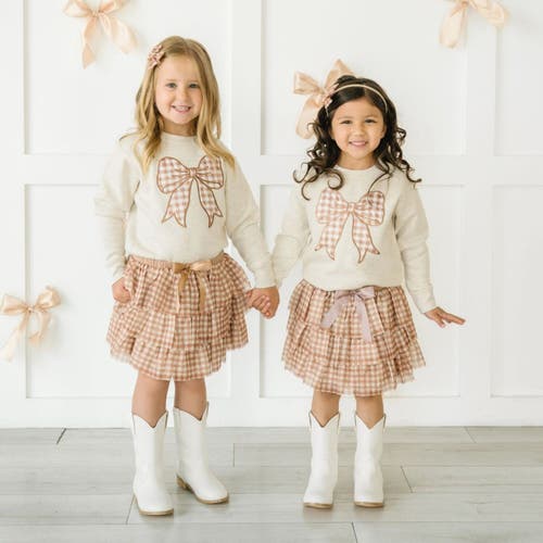 Sweet Wink Gingham Bow Patch Sweatshirt In Neutral