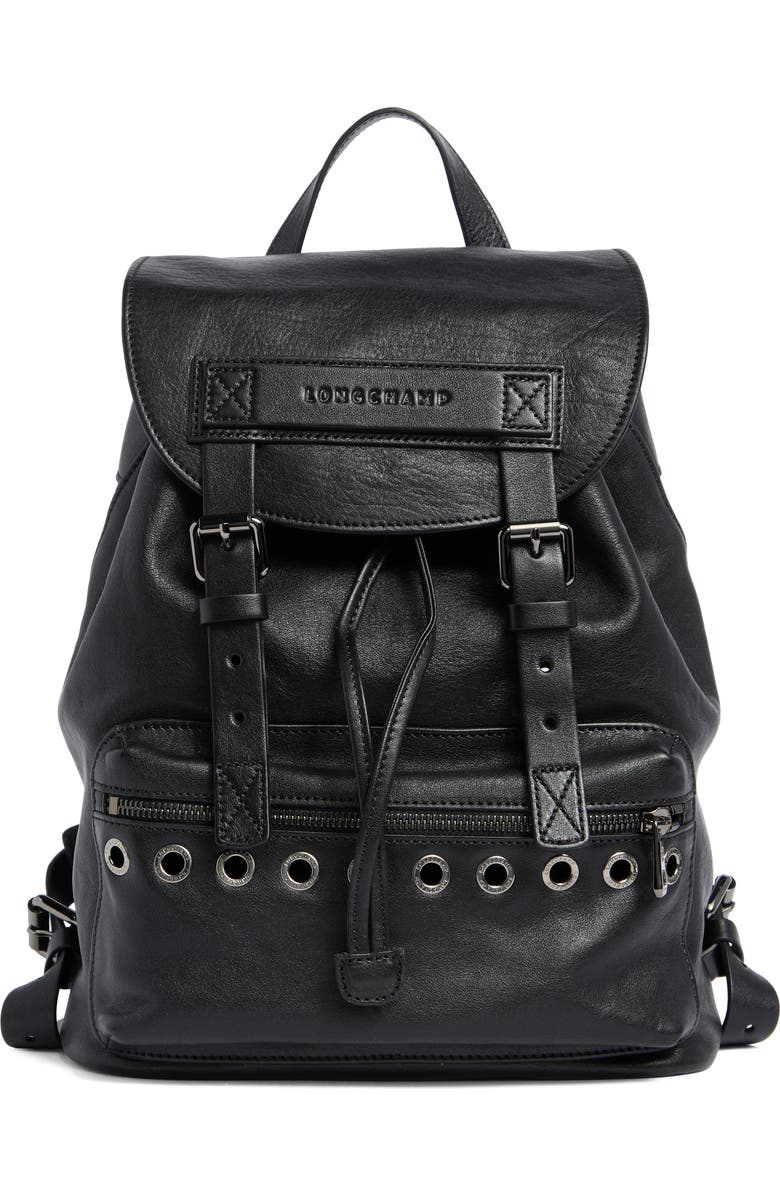 Longchamp Small 3D Rock Leather Backpack, Main, color, Black