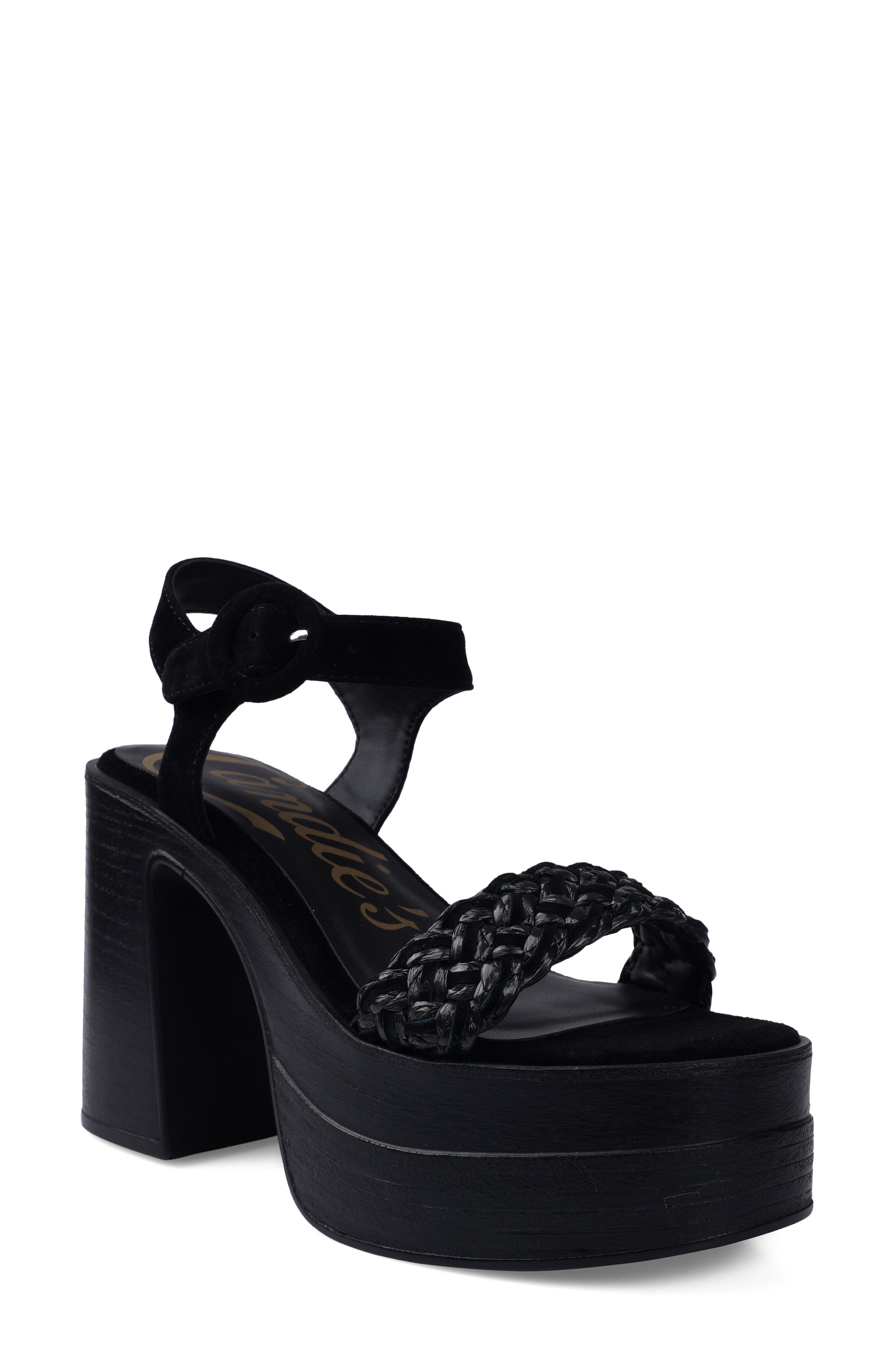 Candie's Zaide Ankle Strap Platform Sandal, Main, color, Black Leather