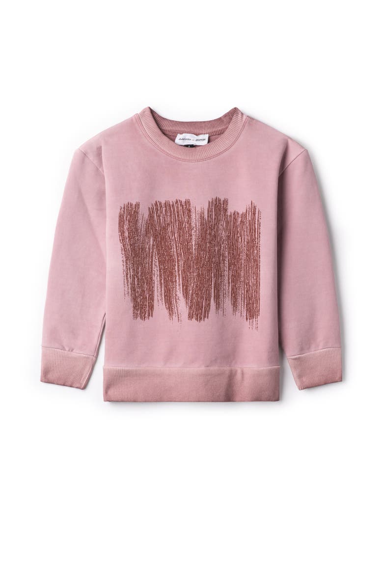 Charlotte & George Girl Painted Print French Fleece Sweatshirt, Main, color, Rose