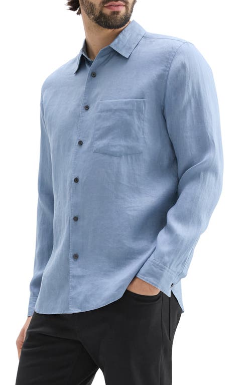 Theory Irving Solid Linen Button-up Shirt In Rainstorm