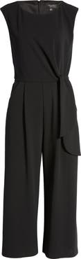 Tahari ASL Side Knot Crop Wide Leg Jumpsuit