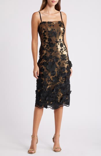 Eliza J Sequin Floral Appliqué Sheath Cocktail Dress In Multi