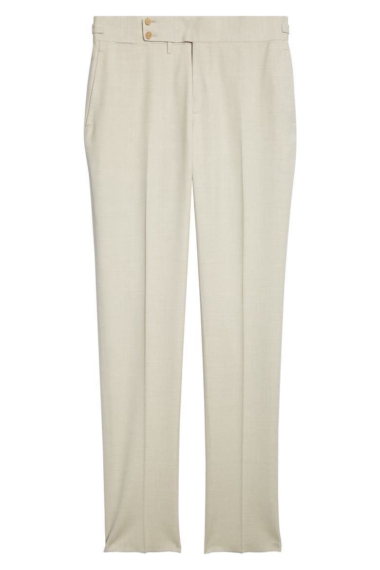 Denim Effect Stretch Wool, Silk & Linen Cuffed Pants, Alternate, color, OPEN WHITE 300
