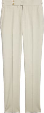 ISAIA Denim Effect Stretch Wool, Silk & Linen Cuffed Pants