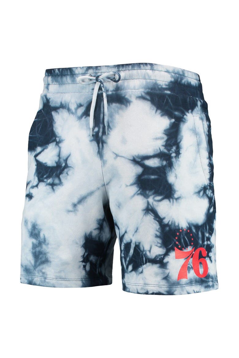 Men's New Era Royal Philadelphia 76ers Fleece Tie-Dye Shorts, Alternate, color, Royal