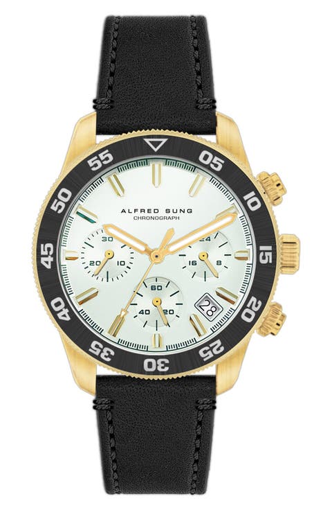 Chronograph III Leather Strap Watch, 41mm