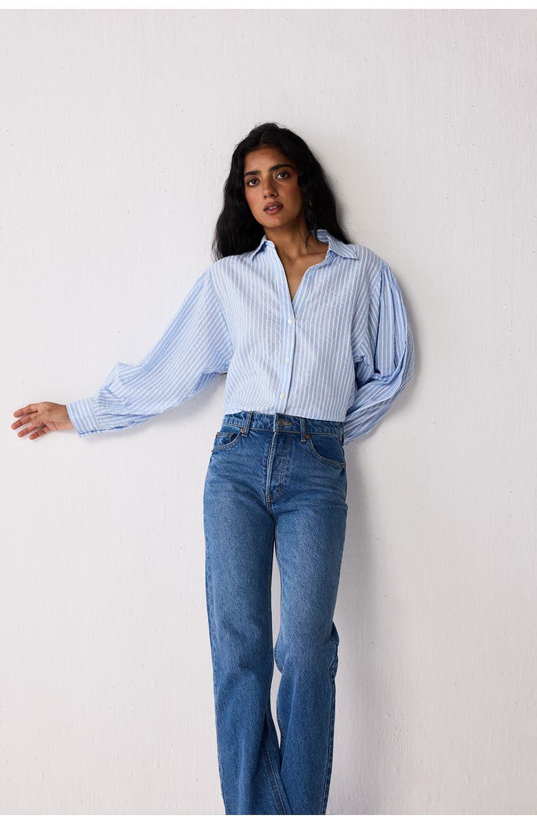 Reistor Shirt with Long Balloon Sleeves, Alternate, color, Cloudline