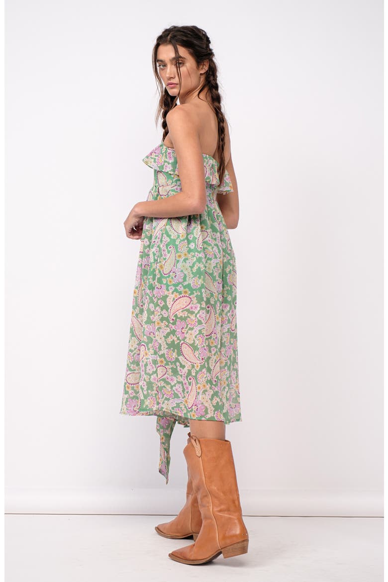 Strapless Ruffle Midi Dress, Alternate, color, LIGHT GREEN