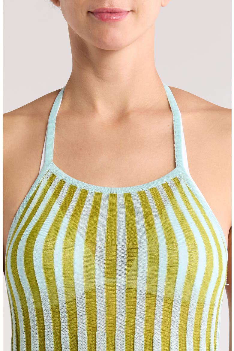 The Kaylee Rib Cover-Up Dress, Alternate, color, SKY / CHARTREUSE STRIPE