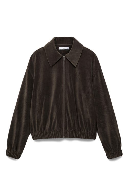 Mango Corduroy Bomber Jacket In Khaki Green