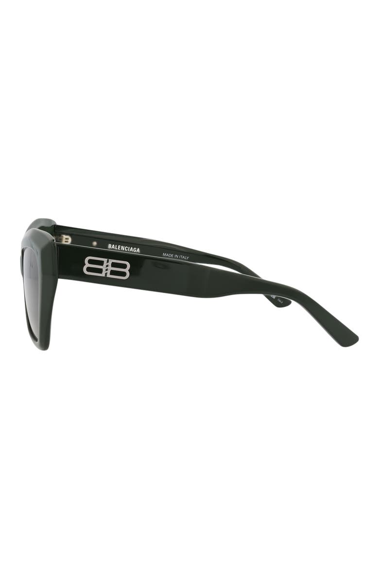 56mm Cat Eye Sunglasses, Alternate, color, GREEN GREEN GREEN