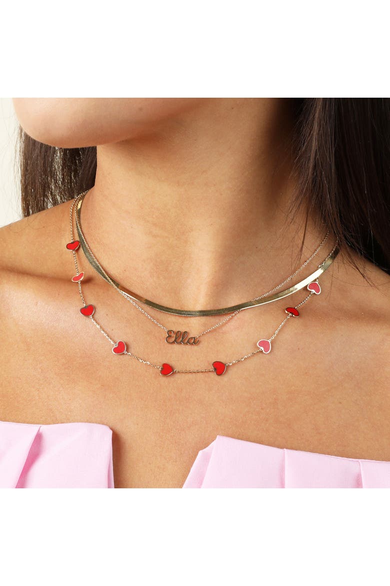 Coral Heart Station Necklace, Alternate, color, Coral