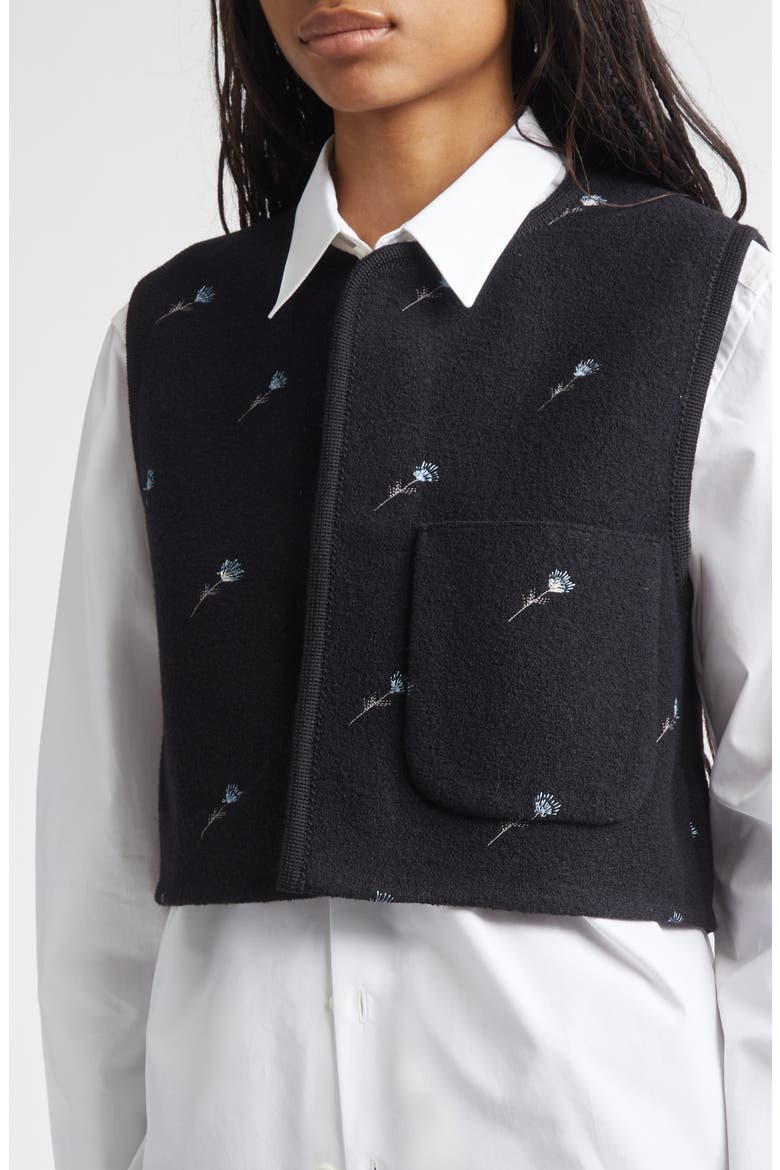 Walker Floral Embroidered Wool Vest, Alternate, color, BLACK FLOWERS FELTED