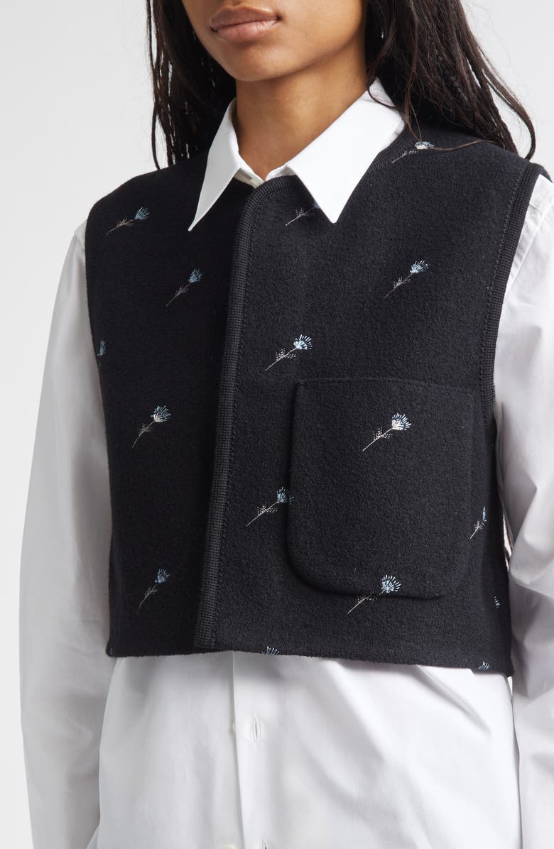 RIER Walker Floral Embroidered Wool Vest, Alternate, color, Black Flowers Felted