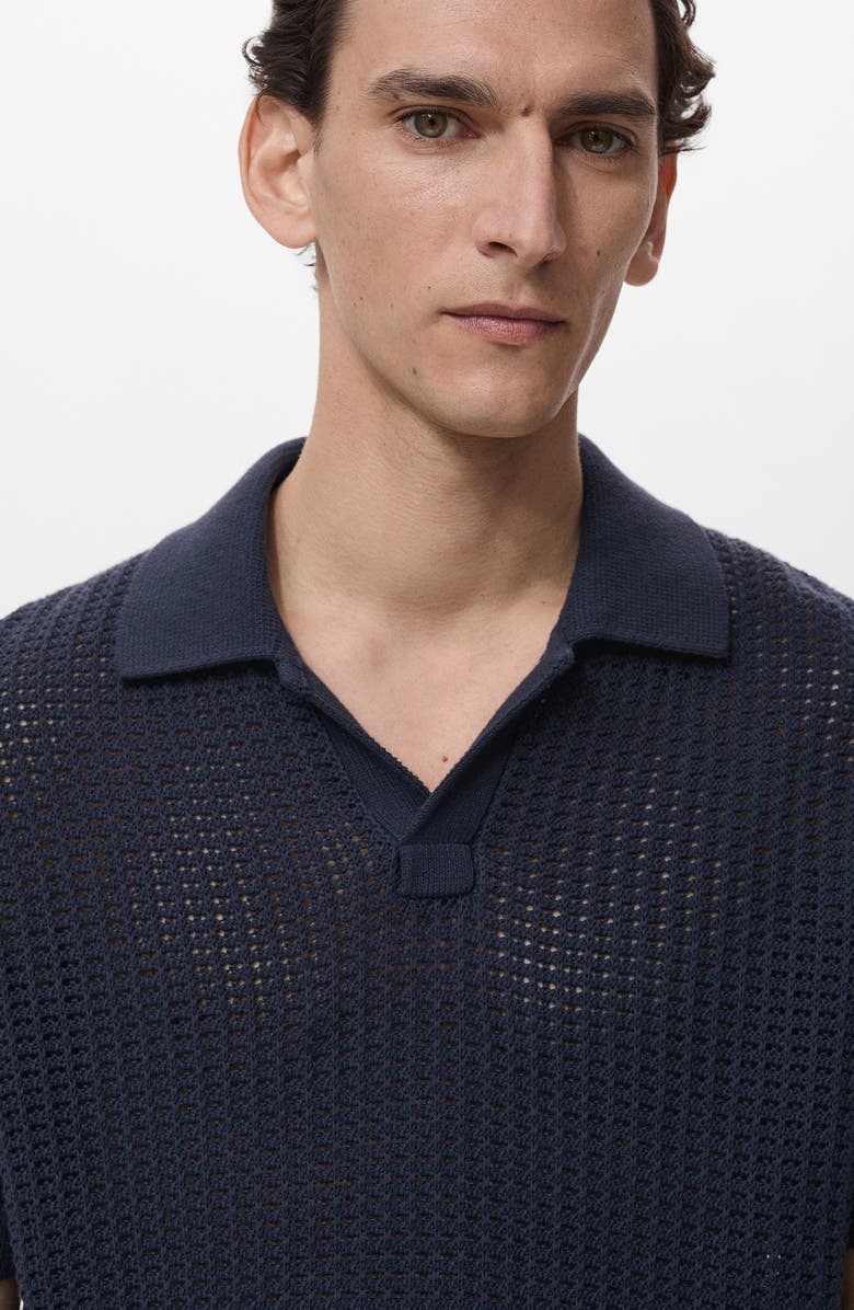 MANGO Open Stitch Cotton Blend Polo, Alternate, color, 