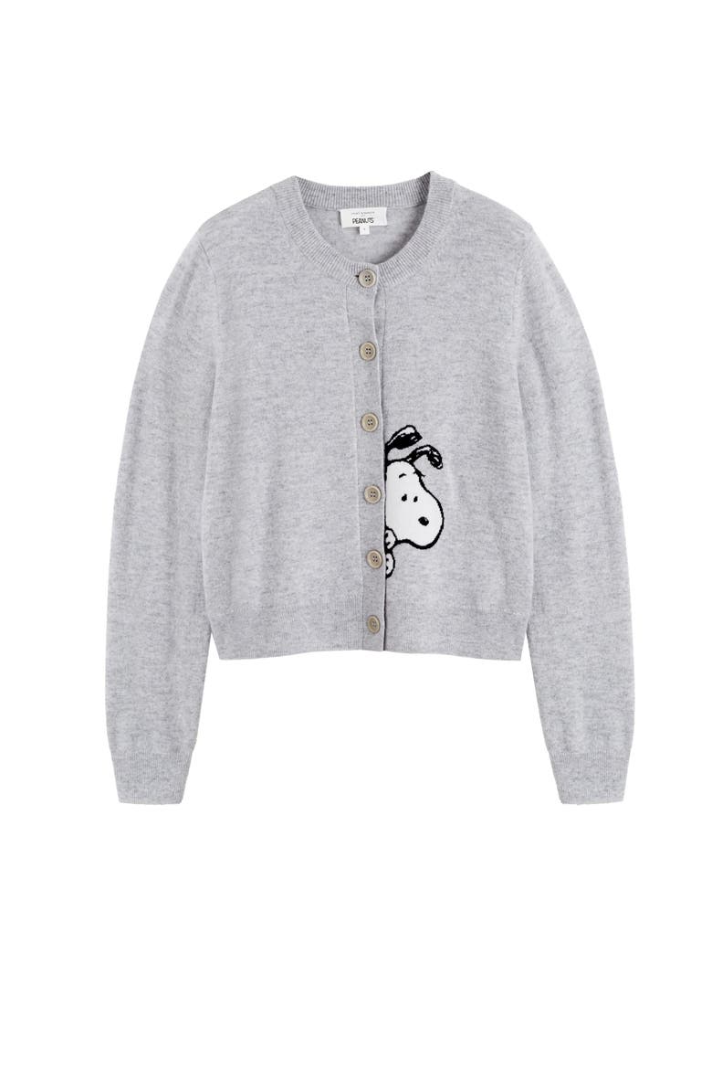 Sneaky Snoopy Wool-Cashmere Cardigan, Alternate, color, Light Grey