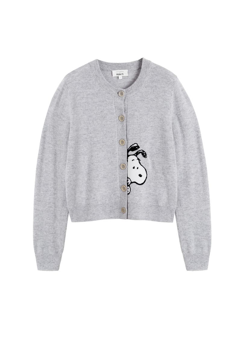 Chinti 
Parker Wool-Cashmere Sneeky Snoopy Cardigan, Alternate, color, Light Grey