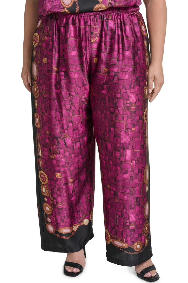Printed Wide Leg Soft Pants, Main, color, CHERRY LACQUER COMBO