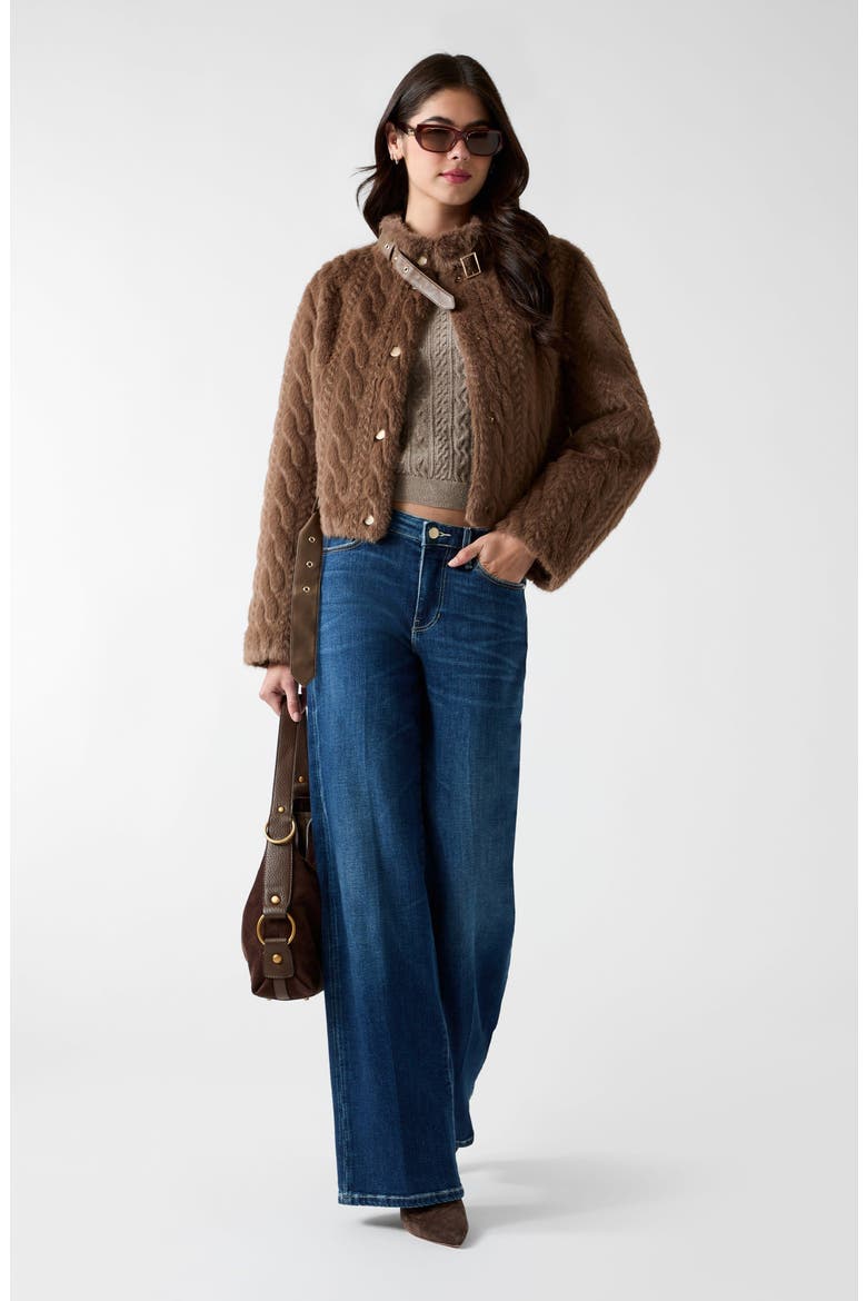 Laura Braided Faux Fur Cropped Jacket, Alternate, color, RAIN FOREST STREAM