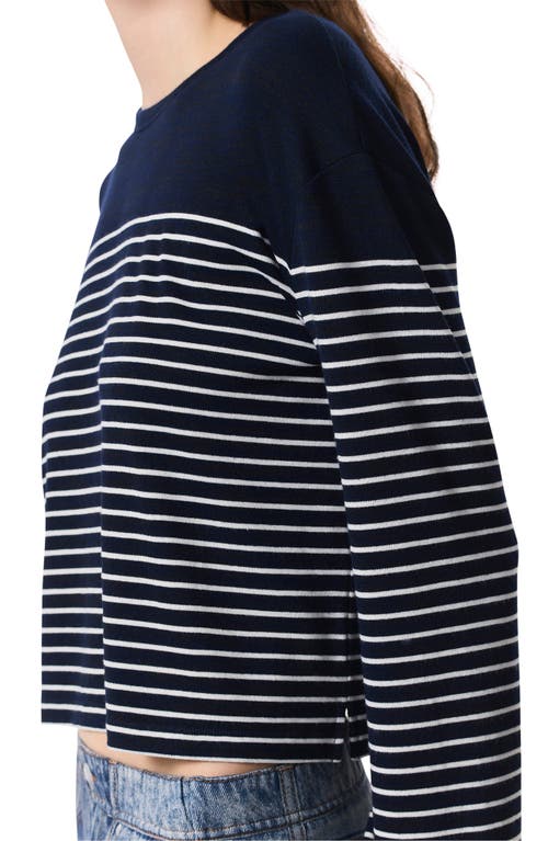 Rag & Bone The Knit Stripe Boxy Long-sleeve Tee In Navy Ivory