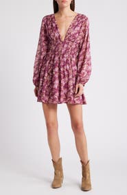 Free People Keep You Long Sleeve Cotton Minidress