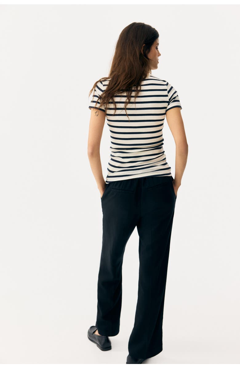 H&M Mama Linen-blend Tailored Trousers, Alternate, color, Black