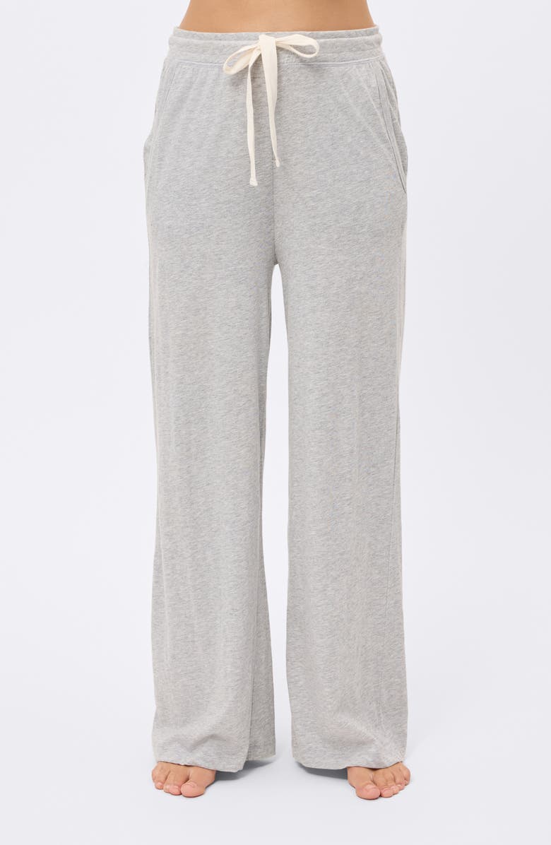 Papinelle Jada Organic Cotton Wide Leg Pajama Pants, Main, color, Grey