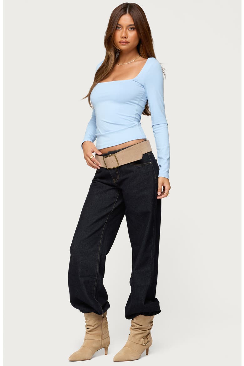Lovie Square Neck Long Sleeve Top, Alternate, color, BLUE