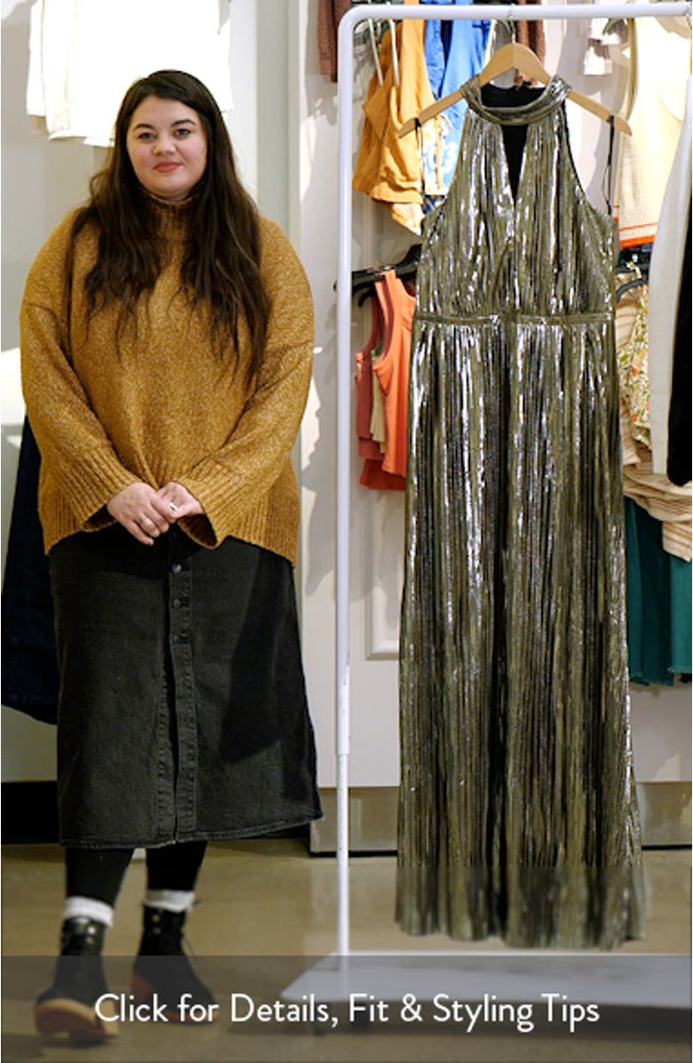 Metallic Pleated Sleeveless Dress, sales video thumbnail