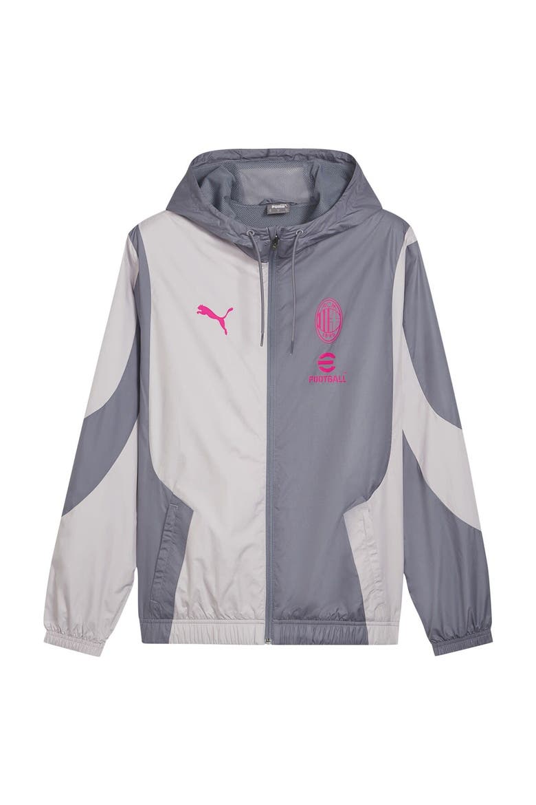 Men's Puma Gray AC Milan 2023/24 Pre-Match Full-Zip Hoodie Jacket, Alternate, color, Gray