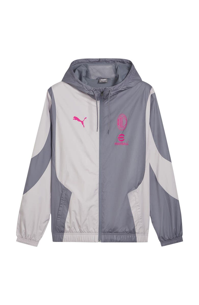 PUMA Men's Puma Gray AC Milan 2023/24 Pre-Match Full-Zip Hoodie Jacket, Alternate, color, 