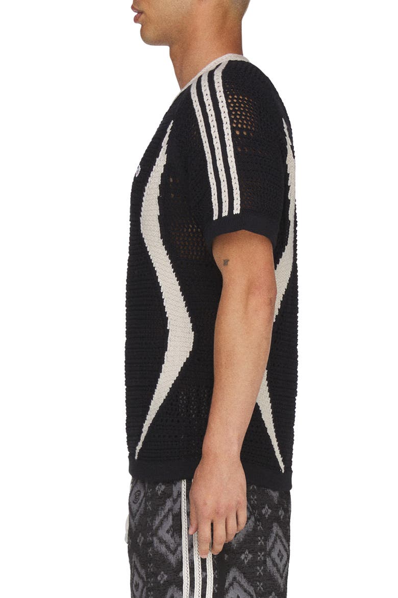 x CLOT Short Sleeve Quarter Zip Sweater, Alternate, color, BLACK/ WONDER WHITE