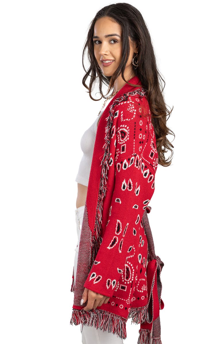 SAACHI Bandana Print Fringe Cardigan, Alternate, color,