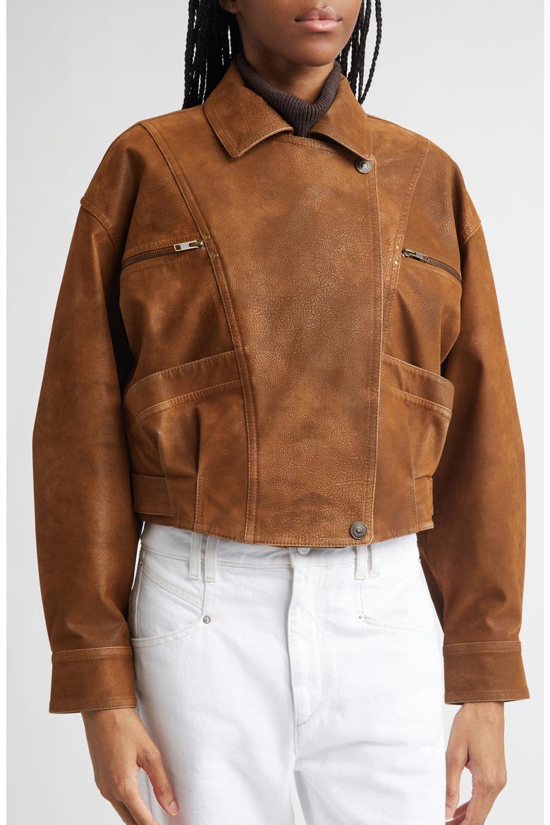 Belma Faux Leather Jacket, Alternate, color, BROWN