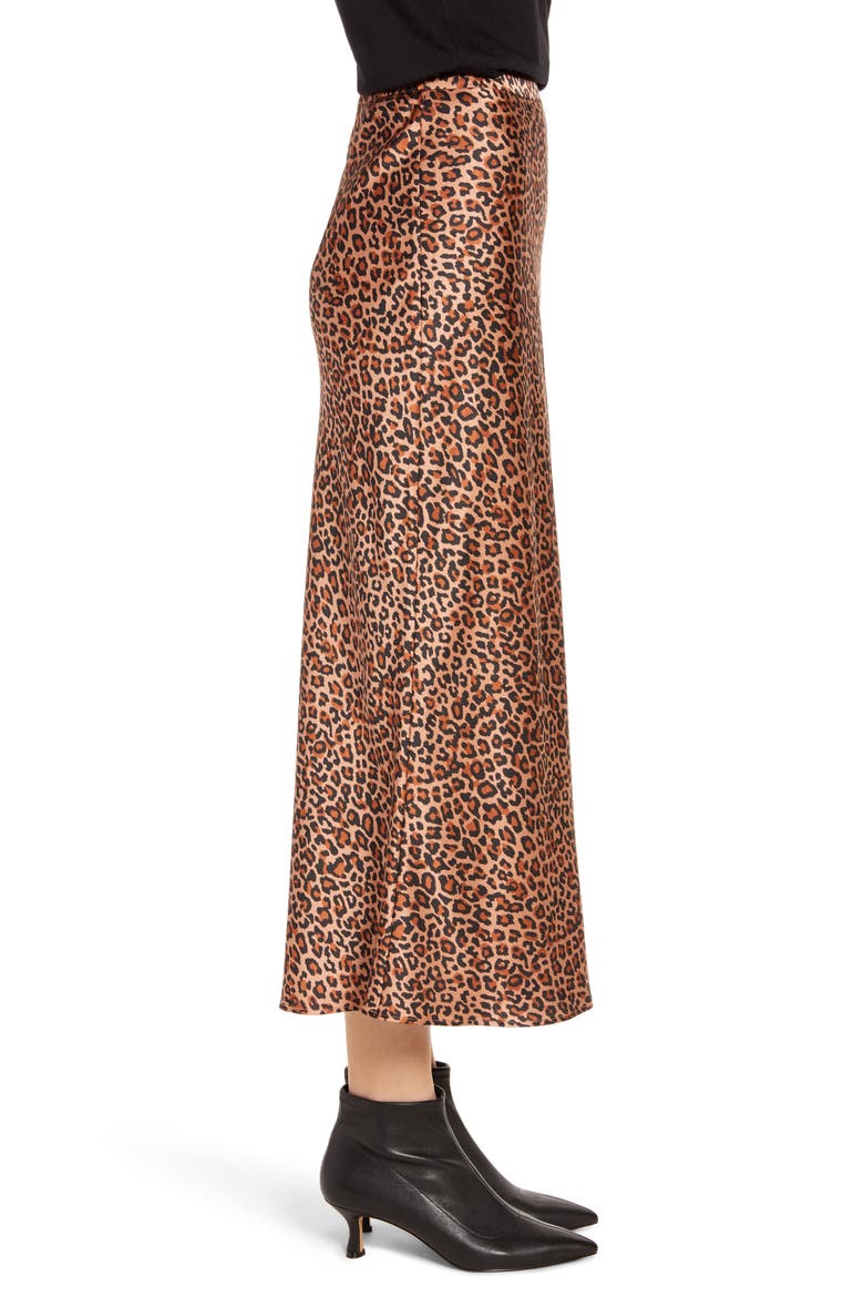 Midi Slip Skirt (Nordstrom Exclusive), Alternate, color, TAN MACAROON LEOPARD