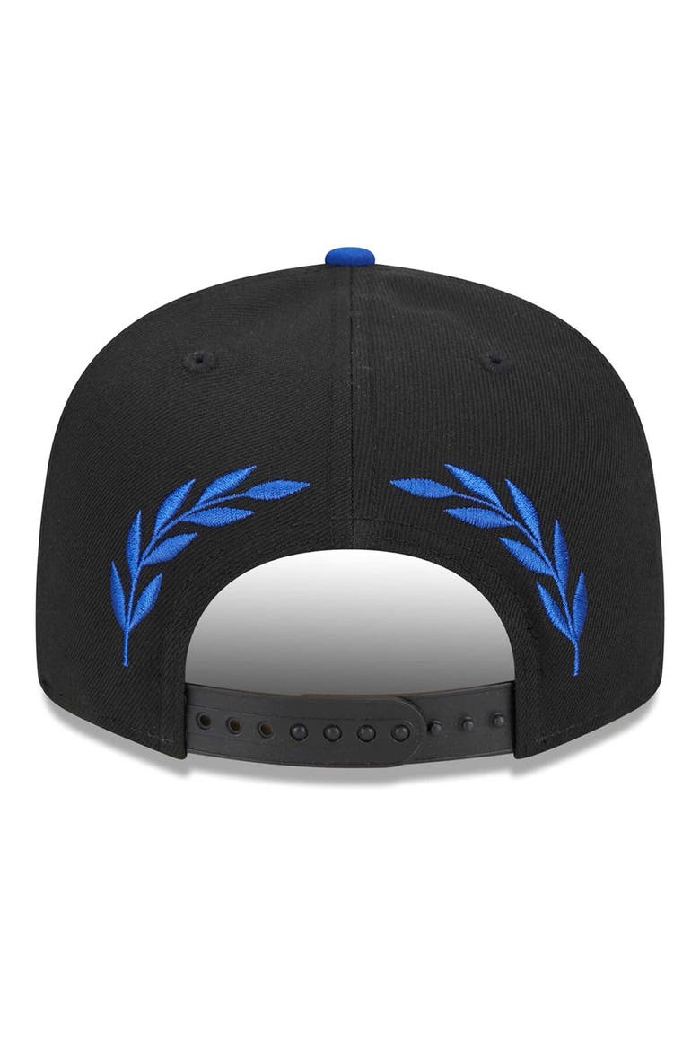 Men's New Era Black Philadelphia 76ers Back Laurels 9FIFTY Snapback Hat, Alternate, color, Black
