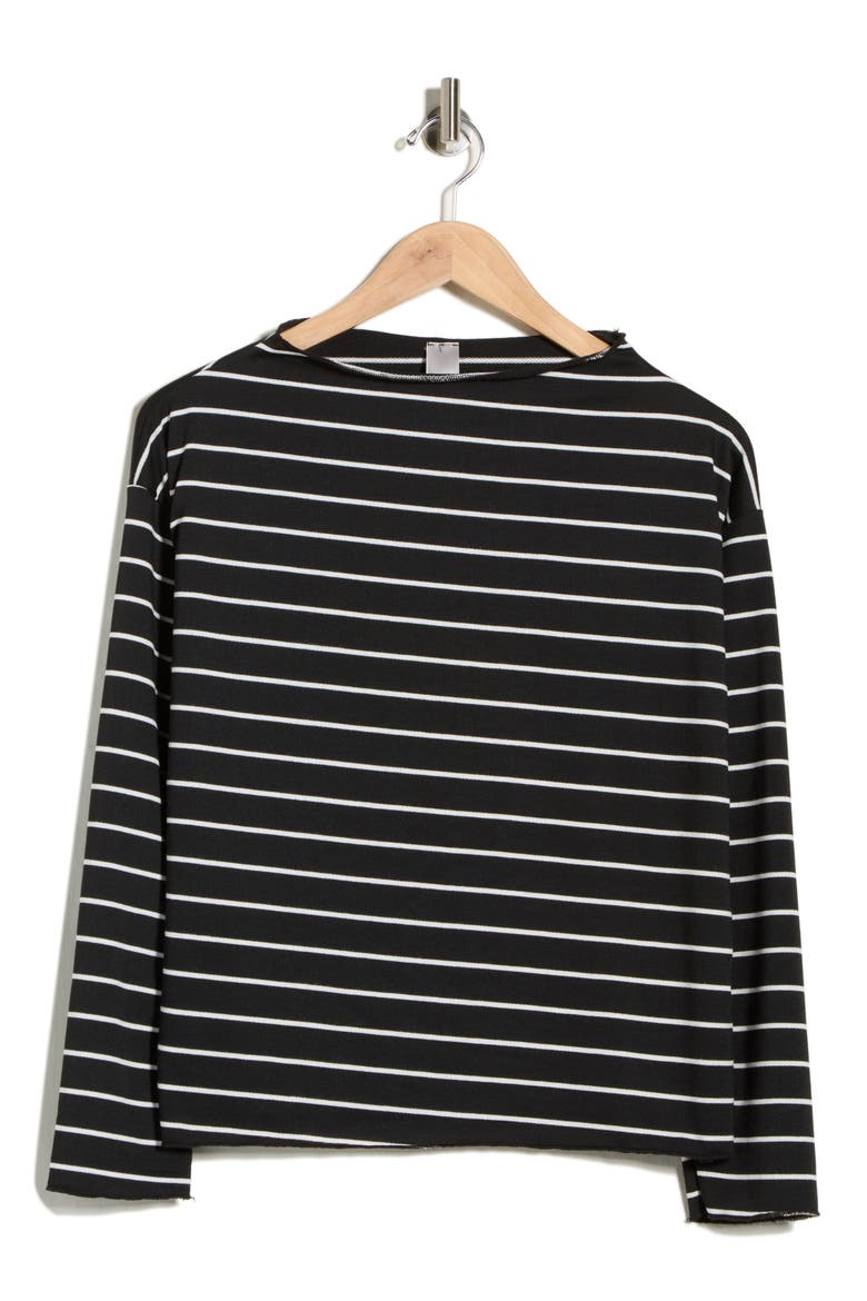 Boat Neck Dolman Sleeve Sweater, Main, color, BLACK STRIPE