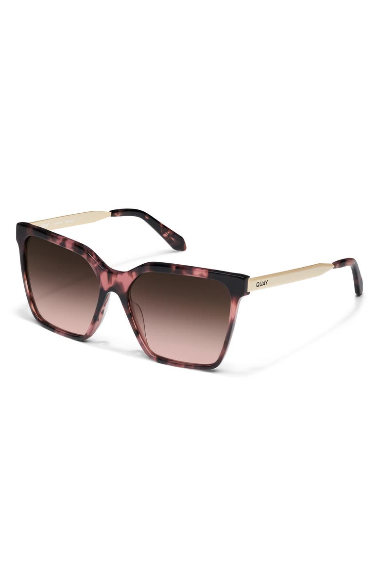QUAY Level Up Remixed 61mm Gradient Square Sunglasses, Alternate, color, Rose Tort/ Brown Rose