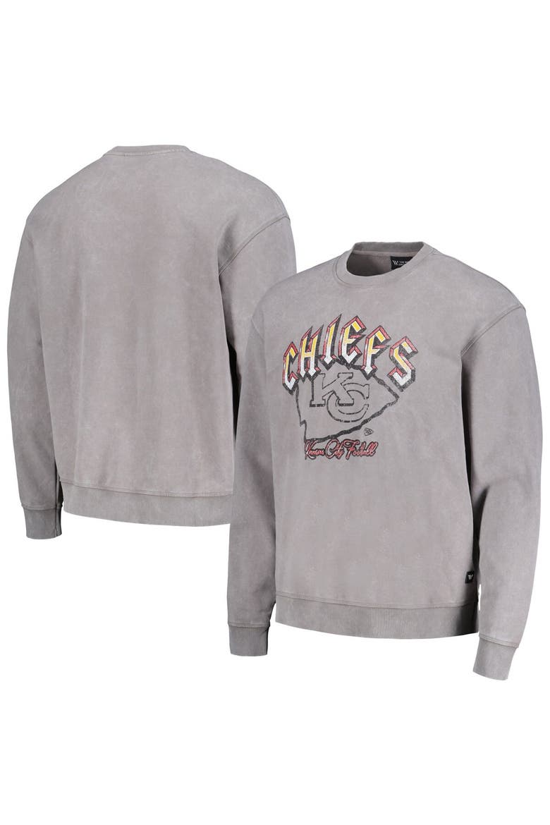 Unisex The Wild Collective Gray Kansas City Chiefs Distressed Pullover Sweatshirt, Main, color, Gray