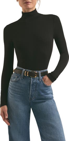 Long Sleeve Mock Neck Rib Top