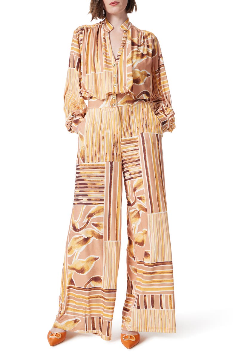 DO by Dee Ocleppo Mixed Print Long Sleeve Stretch Jersey Jumpsuit, Main, color, 