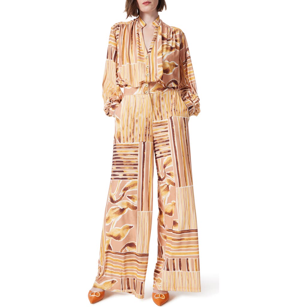 DO BY DEE OCLEPPO DO BY DEE OCLEPPO MIXED PRINT LONG SLEEVE STRETCH JERSEY JUMPSUIT