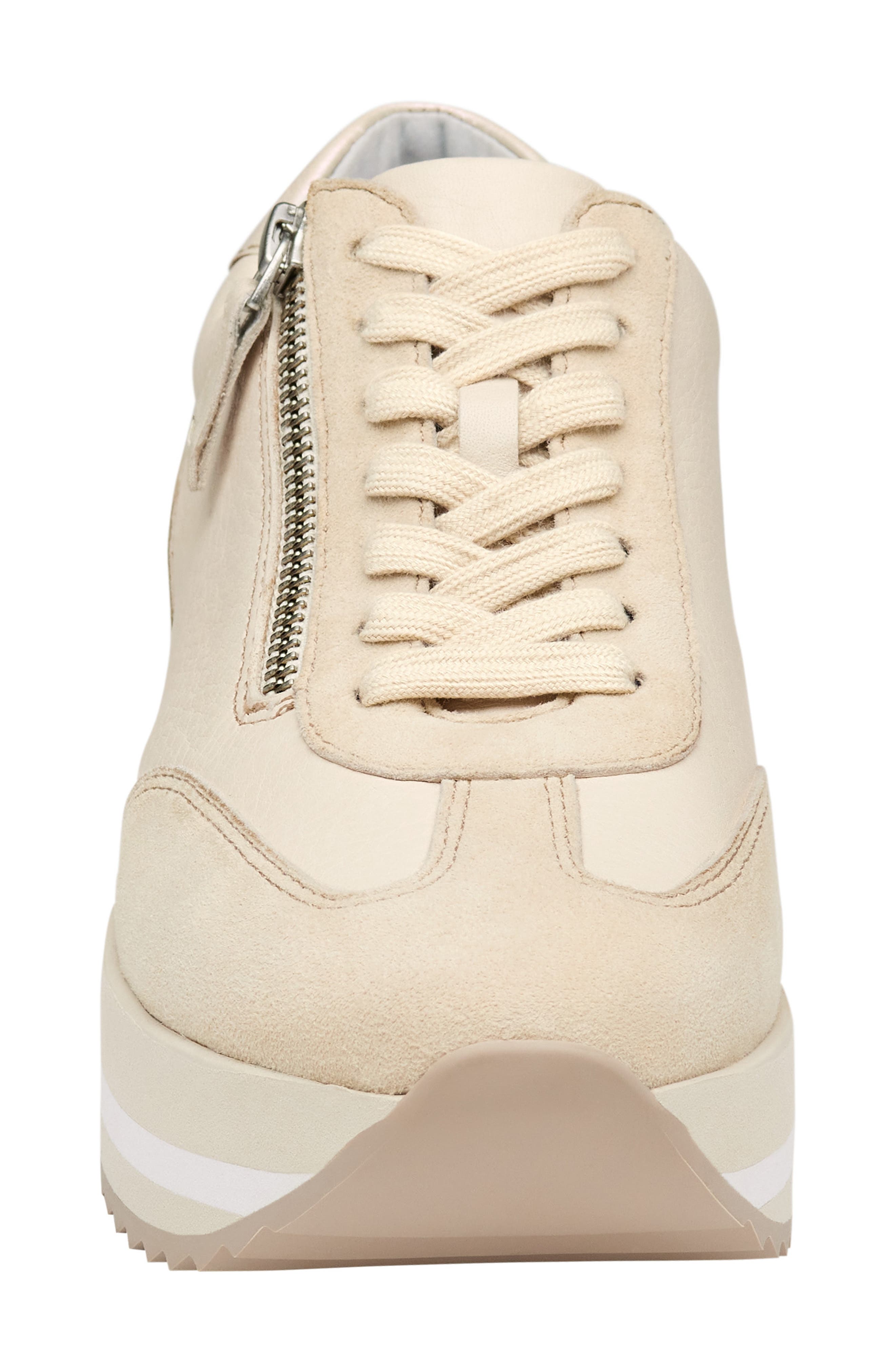 Johnston 
Murphy Gracie Side Zip Sneaker, Alternate, color, Bone Calfskin/Kid Su