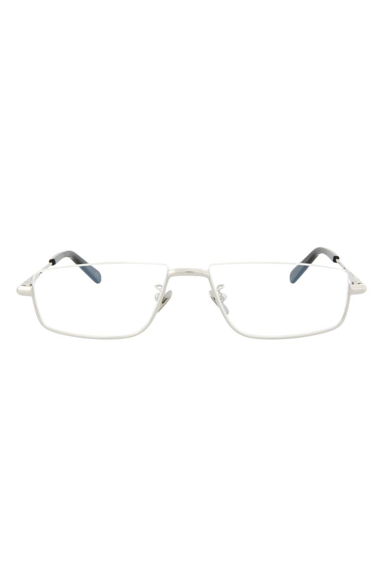 Brioni Novelty 56mm Rectangular Optical Glasses, Main, color, Silver Transparent