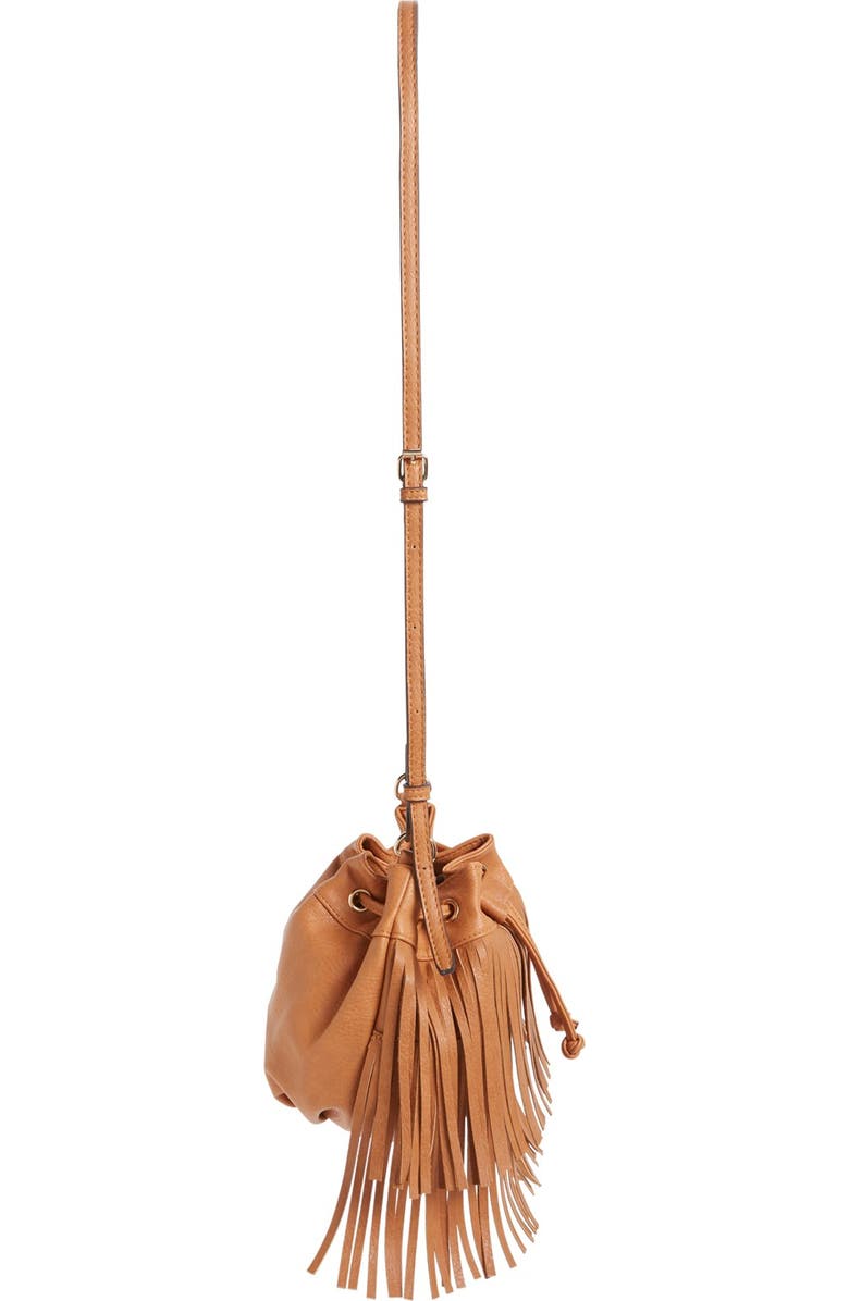 Sole Society Mini Fringe Faux Leather Bucket Bag, Alternate, color,