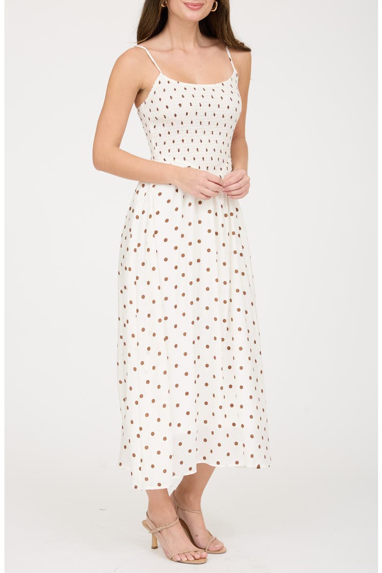 Polka Dot Midi Dress, Alternate, color, WHITE