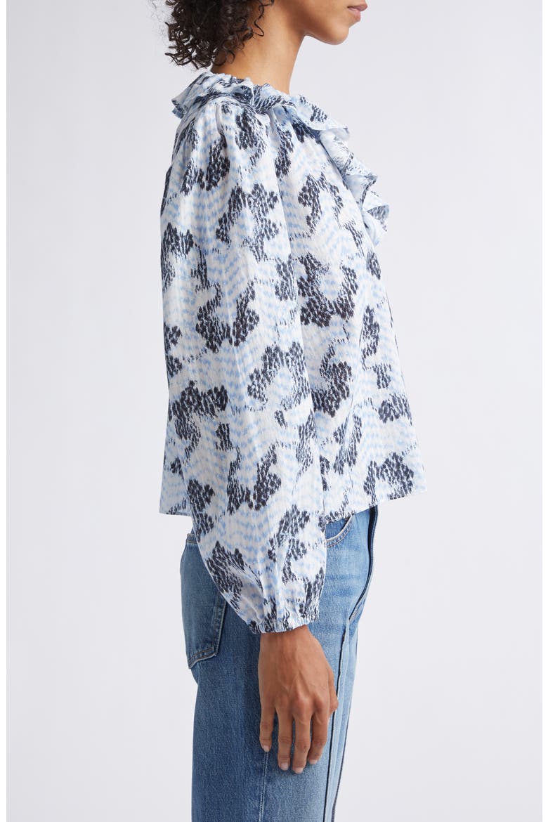 Siena Abstract Print Ruffle Collar Top, Alternate, color, CIEL