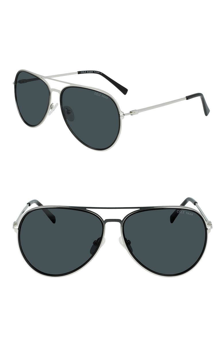 Cole Haan 60mm Two-Tone Aviator Sunglasses, Alternate, color,
