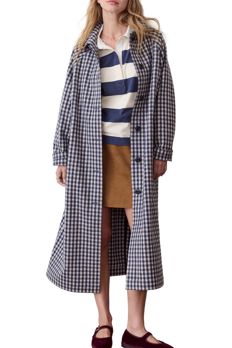 Hayes Gingham Trench Coat, Main, color, NAVY GINGHAM